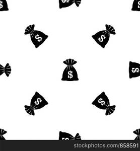 Bag with dollars pattern repeat seamless in black color for any design. Vector geometric illustration. Bag with dollars pattern seamless black