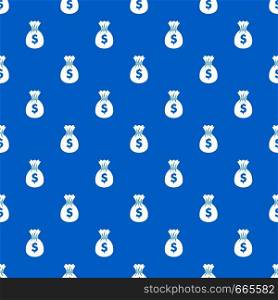 Bag with dollars pattern repeat seamless in blue color for any design. Vector geometric illustration. Bag with dollars pattern seamless blue