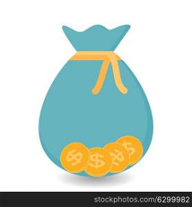 Bag with four Gold Coins - Contribution to Futura. Money is at the bottom. Vector Illustration. EPS10. Bag with four Gold Coins - Contribution to Futura. Money is at t