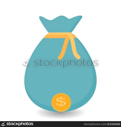 Bag with One Gold Coins - Contribution to Future. Vector Illustration. EPS10. Hand Puts the bag of Gold Coins - Contribution to Future. Vector