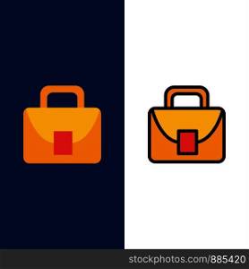 Bag, Worker, Logistic, Global Icons. Flat and Line Filled Icon Set Vector Blue Background