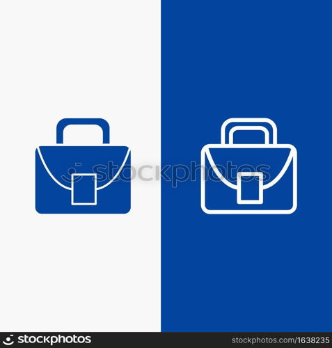 Bag, Worker, Logistic, Global Line and Glyph Solid icon Blue banner Line and Glyph Solid icon Blue banner
