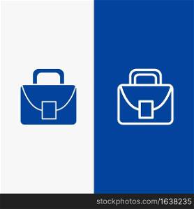 Bag, Worker, Logistic, Global Line and Glyph Solid icon Blue banner Line and Glyph Solid icon Blue banner