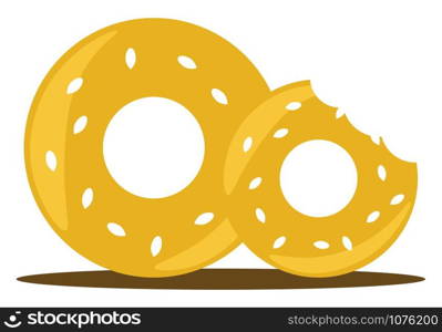 Bagel, illustration, vector on white background.