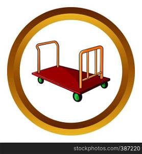 Baggage cart vector icon in golden circle, cartoon style isolated on white background. Baggage cart vector icon