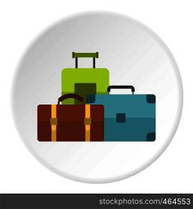 Baggage icon in flat circle isolated vector illustration for web. Baggage icon circle