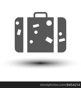 Baggage icon. Suitcase with stickers icon. Vector illustration. Eps 10. Stock image.. Baggage icon. Suitcase with stickers icon. Vector illustration. Eps 10.