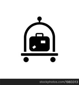 Baggage, Luggage, Suitcases Trolley. Flat Vector Icon illustration. Simple black symbol on white background. Baggage, Luggage, Suitcases Trolley sign design template for web and mobile UI element. Baggage, Luggage, Suitcases Trolley Vector Icon
