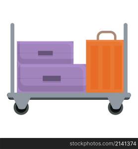 Baggage luggage trolley icon cartoon vector. Travel airport. Cart hotel. Baggage luggage trolley icon cartoon vector. Travel airport