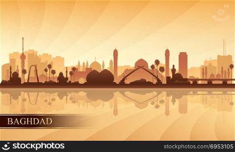 Baghdad city skyline silhouette background, vector illustration