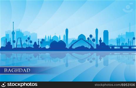 Baghdad city skyline silhouette background, vector illustration