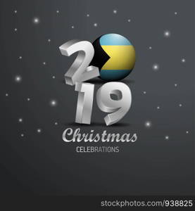 Bahamas Flag 2019 Merry Christmas Typography. New Year Abstract Celebration background