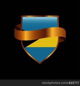 Bahamas flag Golden badge design vector