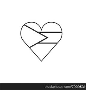 Bahamas flag icon in a heart shape in black outline flat design. Independence day or National day holiday concept.