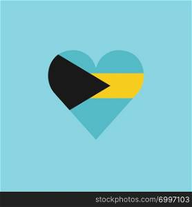 Bahamas flag icon in a heart shape in flat design. Independence day or National day holiday concept.