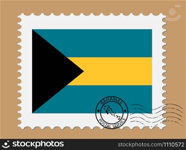 Bahamas Islands Flag With Postage Stamp Vector illustration Eps 10.. Bahamas Islands Flag With Postage Stamp Vector illustration Eps 10