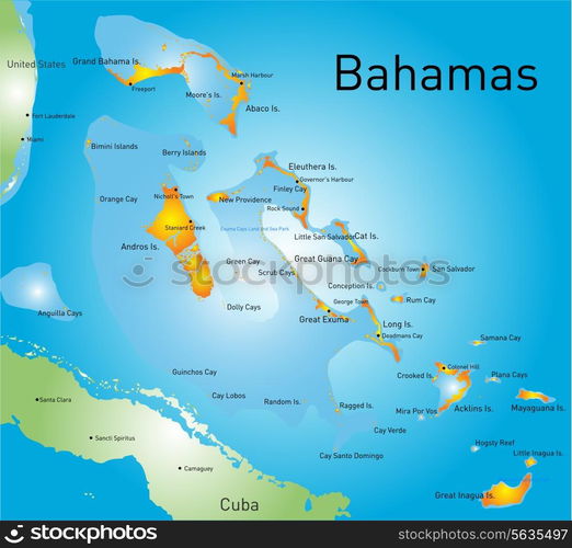 Bahamas vector color map country