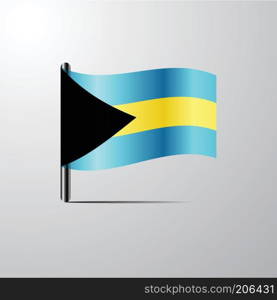 Bahamas waving Shiny Flag design vector