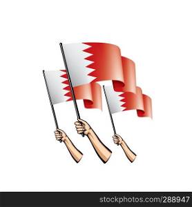 Bahrain flag and hand on white background. Vector illustration.. Bahrain flag and hand on white background. Vector illustration