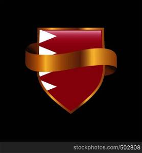 Bahrain flag Golden badge design vector