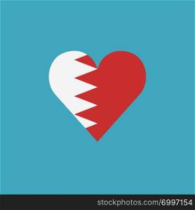Bahrain flag icon in a heart shape in flat design. Independence day or National day holiday concept.