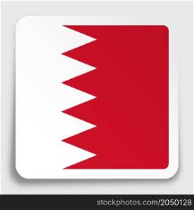 Bahrain flag icon on paper square sticker with shadow. Button for mobile application or web. Vector