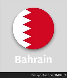 Bahrain flag, round icon with shadow isolated vector illustration. Bahrain flag, round icon