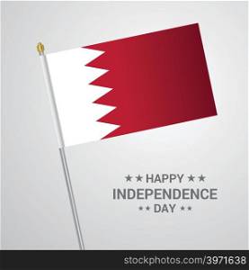 Bahrain Independence day typographic design with flag vector