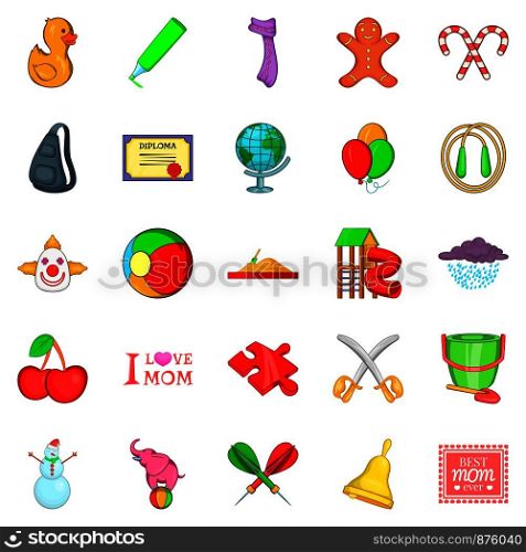Bairn icons set. Cartoon set of 25 bairn vector icons for web isolated on white background. Bairn icons set, cartoon style
