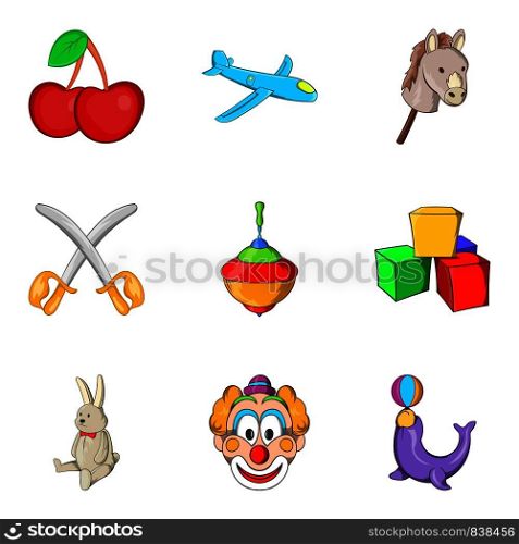 Bairn icons set. Cartoon set of 9 bairn vector icons for web isolated on white background. Bairn icons set, cartoon style