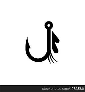 Bait Fishhook, Fishing Hook. Flat Vector Icon illustration. Simple black symbol on white background. Bait Fishhook, Fishing Hook sign design template for web and mobile UI element. Bait Fishhook, Fishing Hook Vector Icon