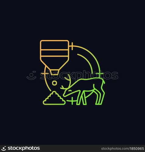 Bait hunting gradient vector icon for dark theme. Expose feed and stalk waterfowl and mammals. Capture prey. Thin line color symbol. Modern style pictogram. Vector isolated outline drawing. Bait hunting gradient vector icon for dark theme