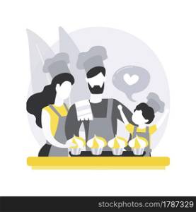 Bake together abstract concept vector illustration. Family fun during quarantine, home sitting ideas, spending time together during isolation, adults baking with children abstract metaphor.. Bake together abstract concept vector illustration.