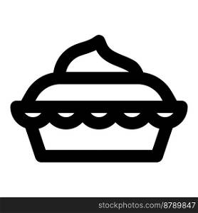 Baked cream pie outline vector icon