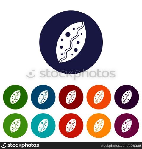 Baked pastry set icons in different colors isolated on white background. Baked pastry set icons