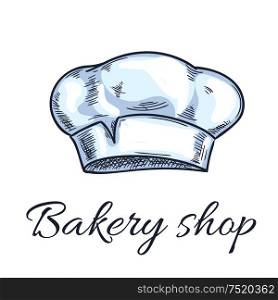 Baker hat icons for bakery shop emblem. Chef toque, kitchen cooking hat for restaurant design element, bakery signboard. Vector doodle sketch. Baker hat vector sketch for bakery shop emblem