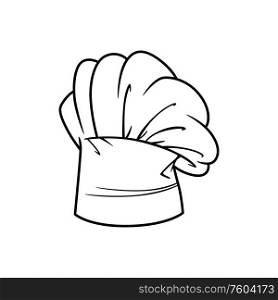 Baker hat isolated outline icon. Vector linear chefs cap, kitchener headdress. White chef cook hat isolated linear icon