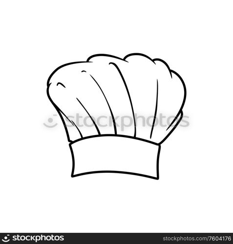 Baker hat isolated outline icon. Vector linear chefs cap, kitchener headdress. White chef cook hat isolated linear icon