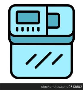 Bakery bread machine icon outline vector. Food processor. Button control color flat. Bakery bread machine icon vector flat