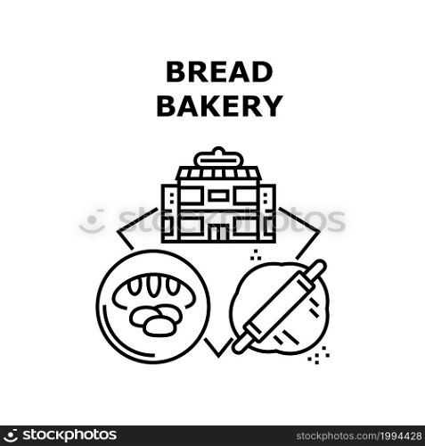 Bakery Bread Vector Icon Concept. Preparing Raw Dough For Cooking Bakery Bread. Cook Delicious Pastry Product From Natural Ingredient And Selling In Bake Store Building Or Bakehouse Black Illustration. Bakery Bread Vector Concept Black Illustration