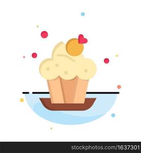 Bakery, Cake, Cup, Dessert Abstract Flat Color Icon Template