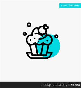 Bakery, Cake, Cup, Dessert turquoise highlight circle point Vector icon