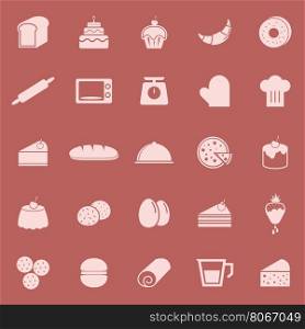 Bakery color icons on red background, stock vector