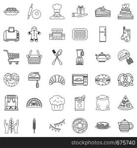 Bakery cooking icons set. Outline style of 36 bakery cooking vector icons for web isolated on white background. Bakery cooking icons set, outline style