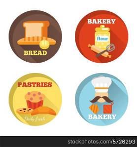 Bakery decorative icons set with bread daily fresh pastries isolated vector illustration
