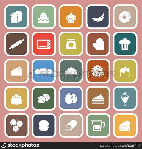 Bakery flat icons on pink background, stock vector