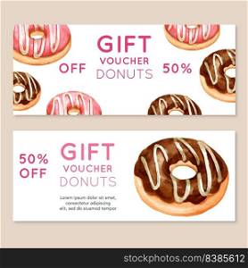 Bakery Gift voucher template. Bread and bun collection. home made , creative watercolor vector illustration design