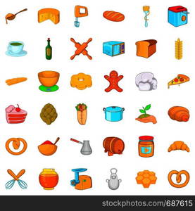 Bakery house icons set. Cartoon style of 36 bakery house vector icons for web isolated on white background. Bakery house icons set, cartoon style