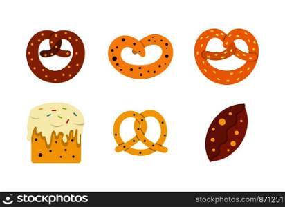 Bakery icon set. Flat set of bakery vector icons for web design isolated on white background. Bakery icon set, flat style