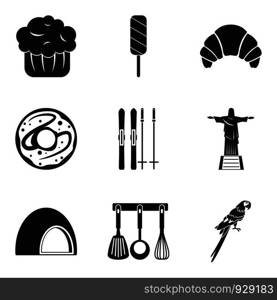 Bakery icon set. Simple set of 9 bakery vector icons for web design isolated on white background. Bakery icon set, simple style